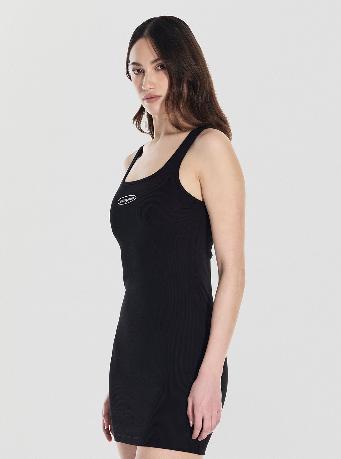Guess Jeans Black Slim Fit Tank Mini Dress W5YK0IKA0H1 Front Side View