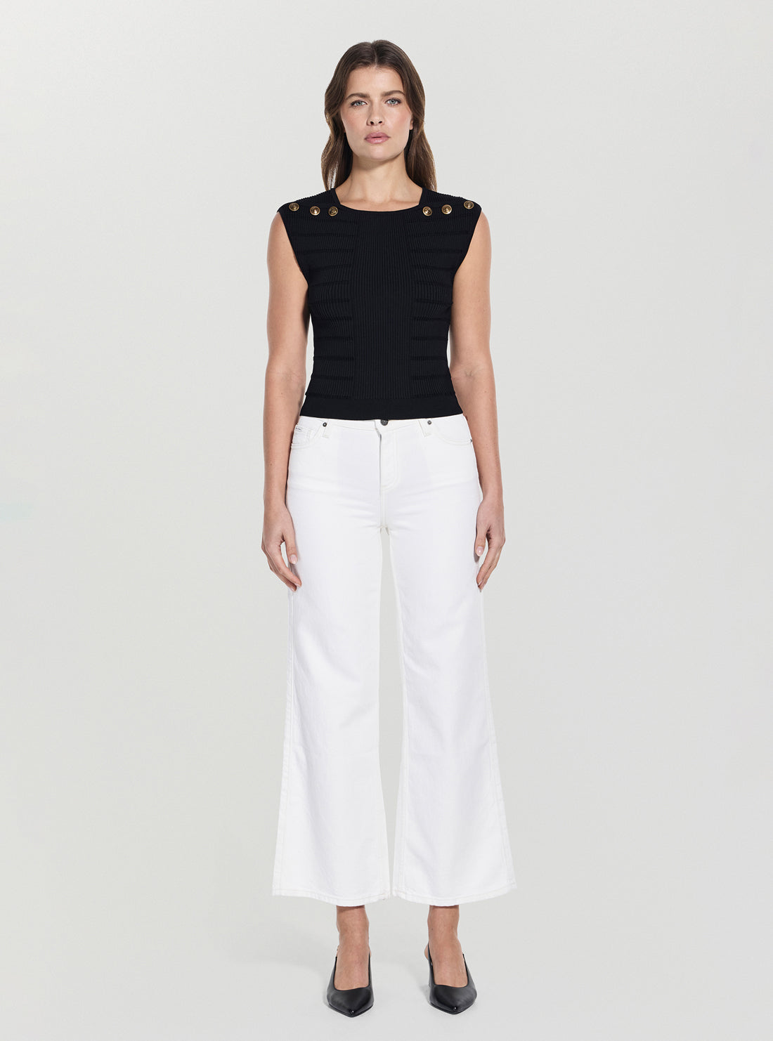 GUESS Womens Black Evangeline Knitted Sweater W5YR12Z0130 Full Straight View