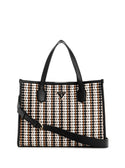 GUESS Black Multi Woven Silvana Tote Bag front view