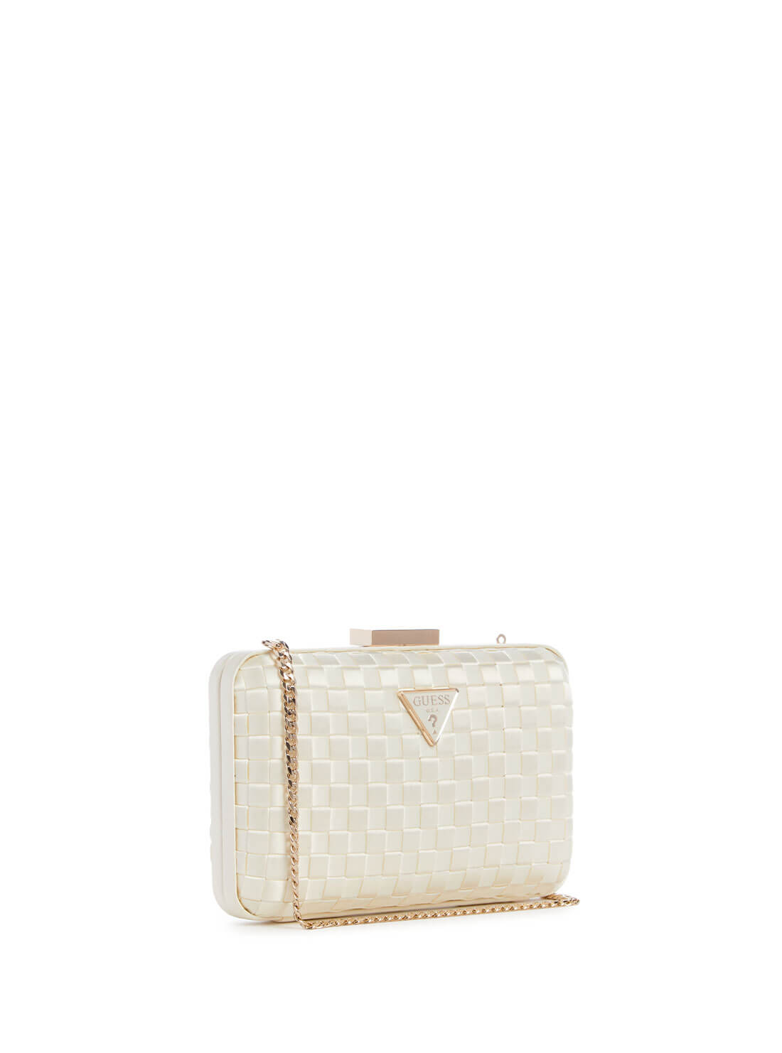 GUESS White Twiller Minaudiere Clutch Bag side view