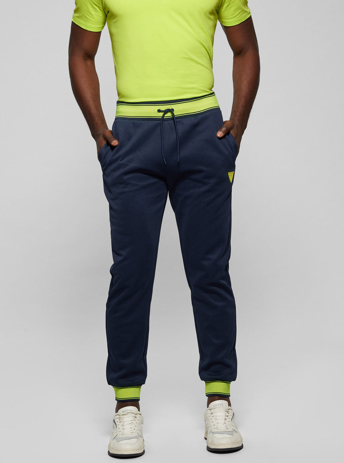 Eco Fluorescent Blue Leroi Active Pants | GUESS Men's Apparel | front view