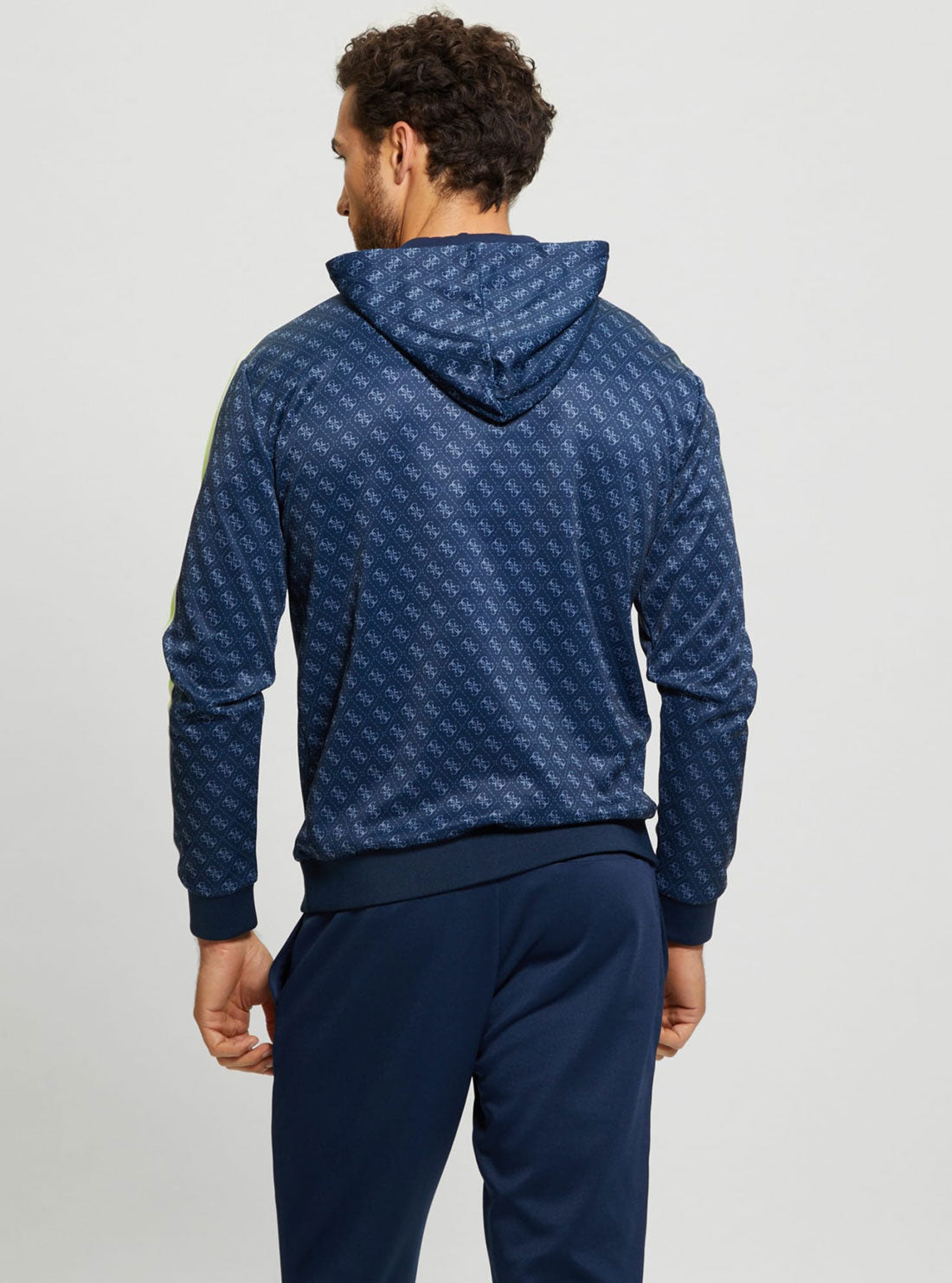 Eco Florescent Blue Leroi Logo Jumper | GUESS men's apparel | back view