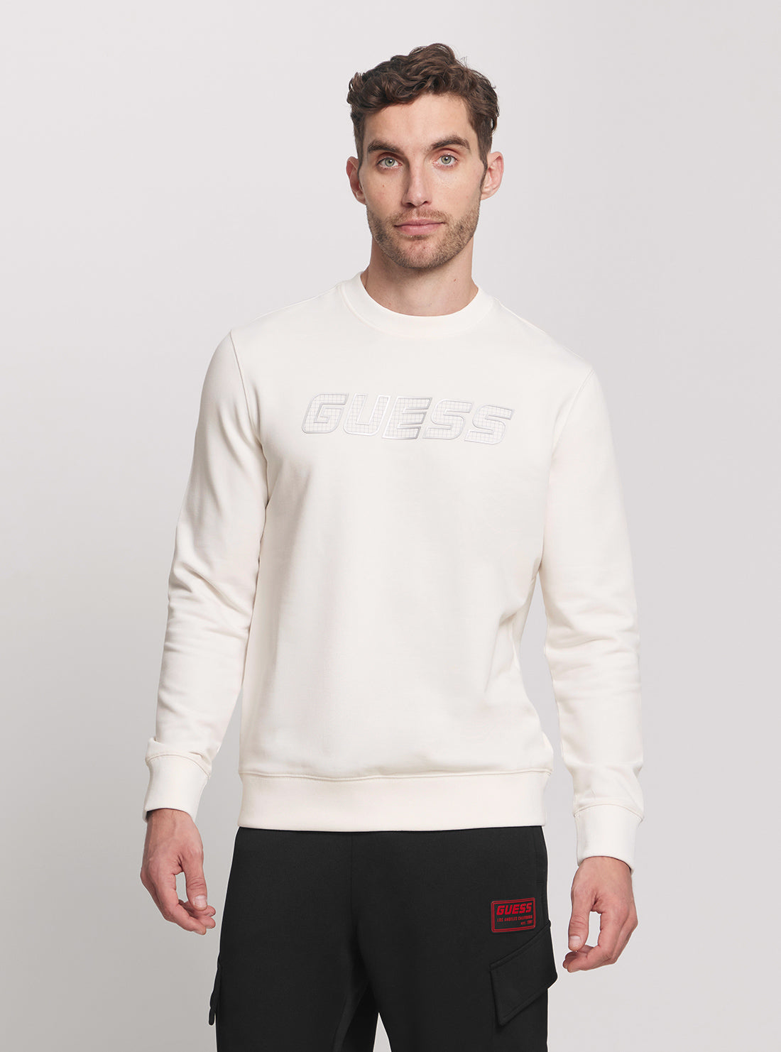 GUESS Eco White Zubin Jumper front view