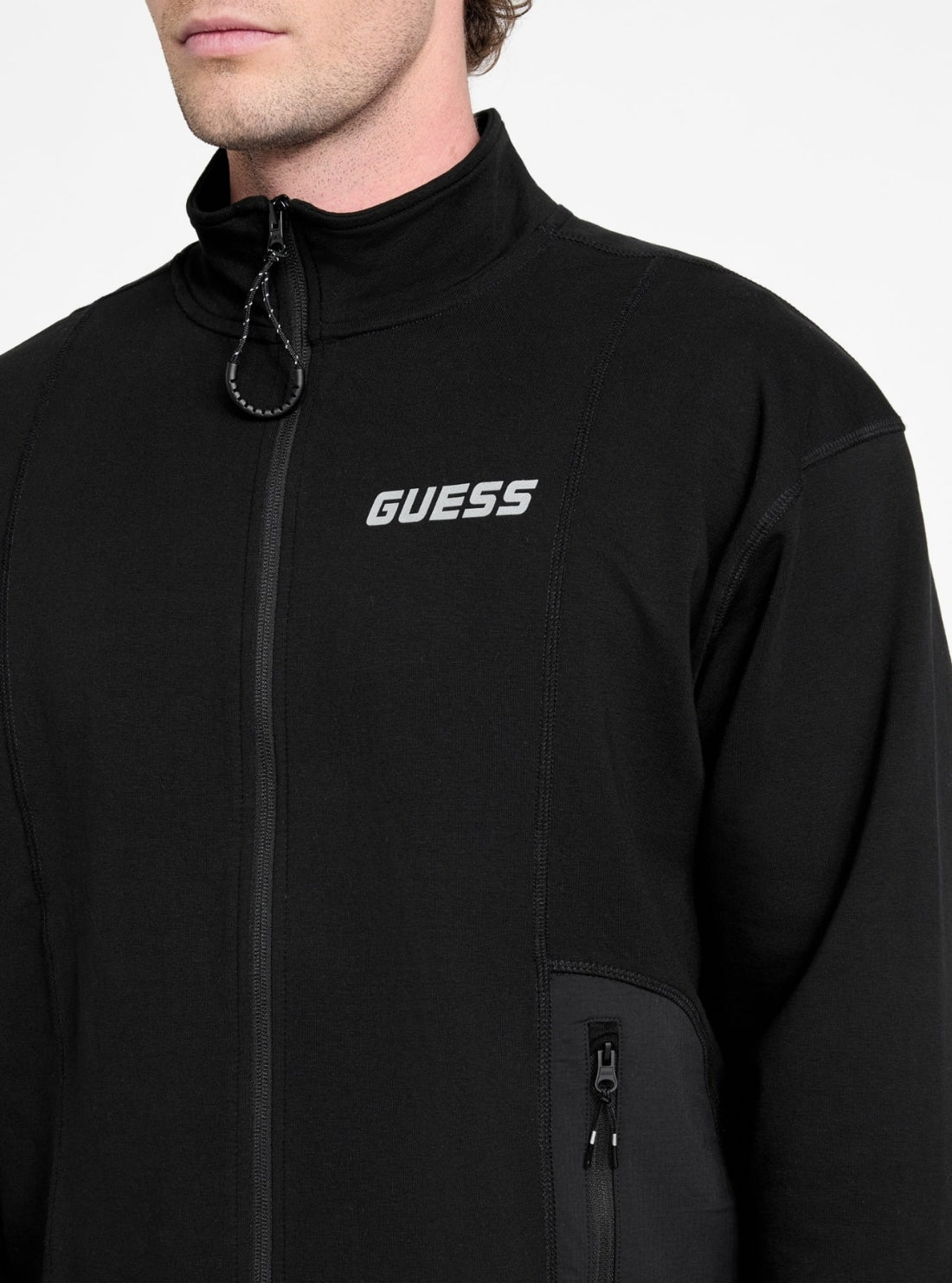GUESS Mens Eco Black Rubus Active Sweatshirt Z5GQ05K6ZS1 Detail View