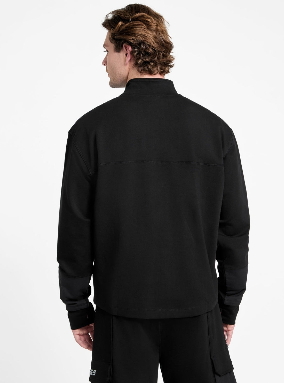 GUESS Mens Eco Black Rubus Active Sweatshirt Z5GQ05K6ZS1 Back View