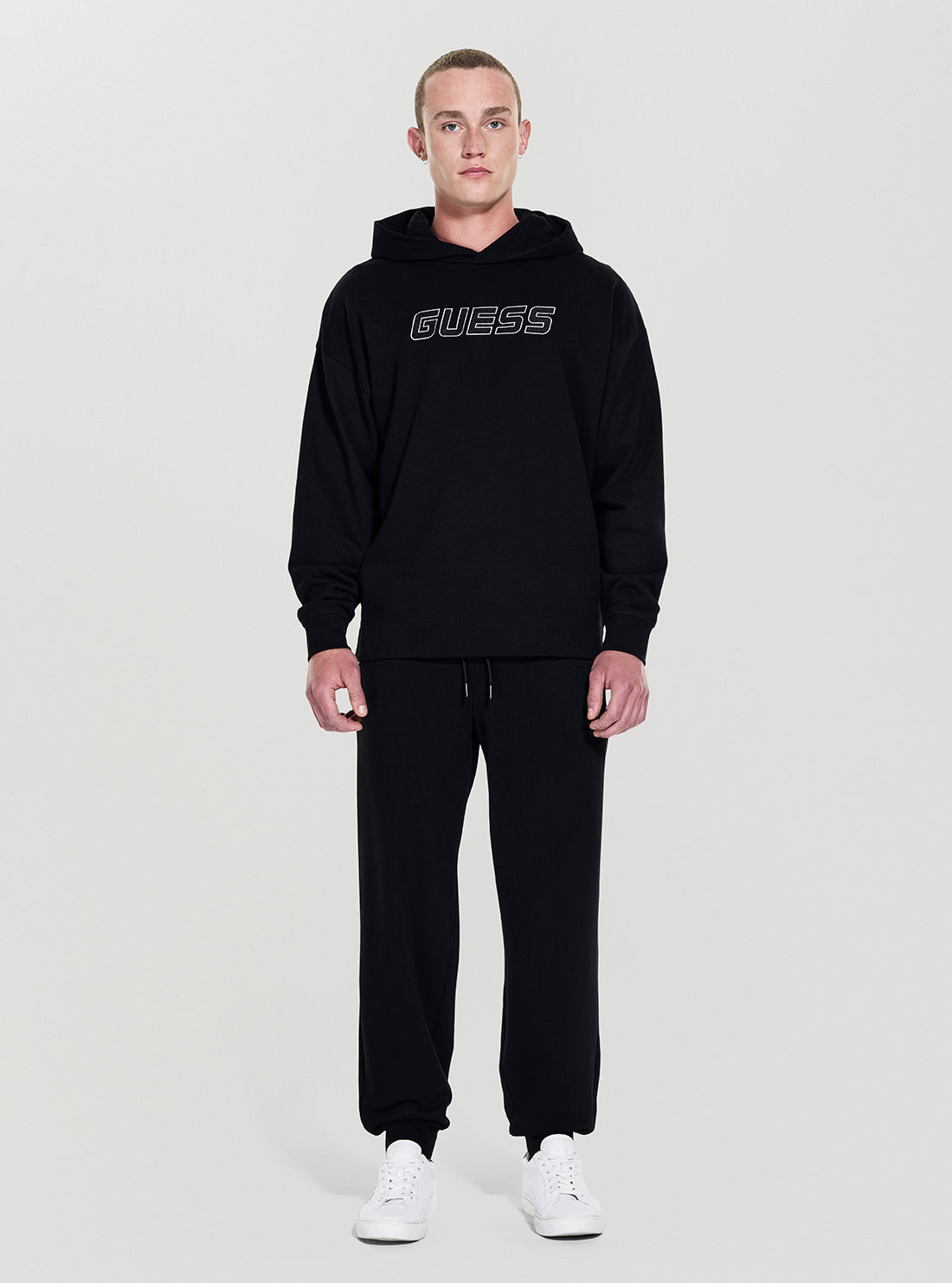 GUESS Womens Black Mentore Hoodie Active Sweatshirt Z5YQ00KCE91 Full View