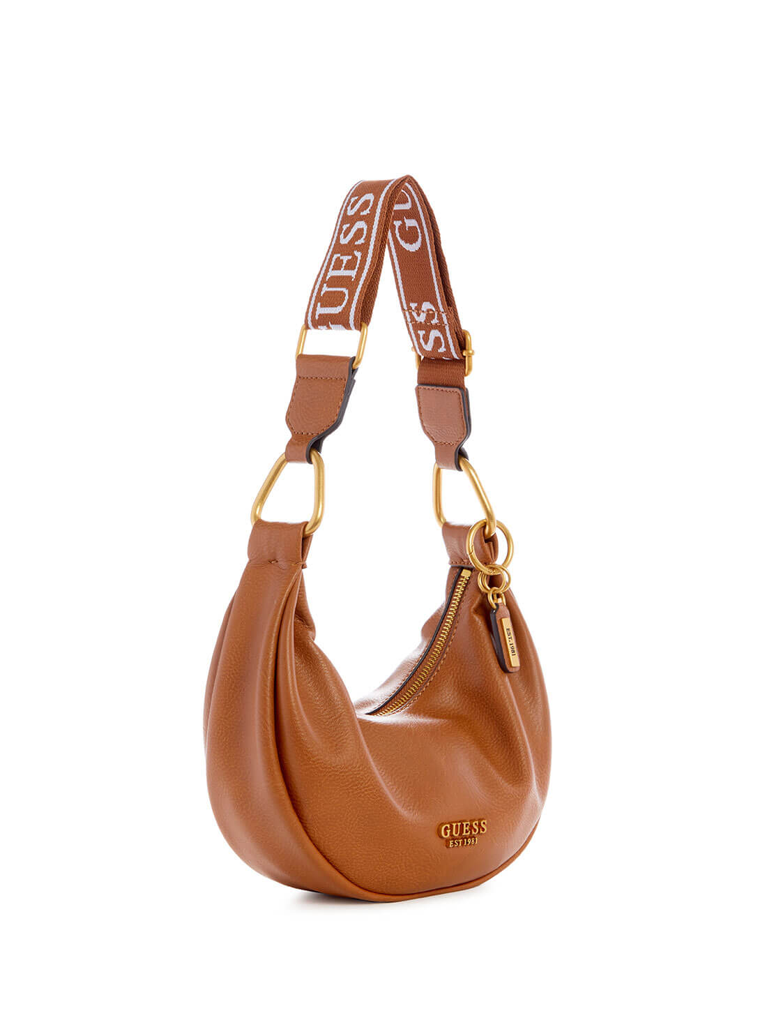 Tan Natalya Mini Hobo Shoulder Bag | GUESS Women's Handbags | side view