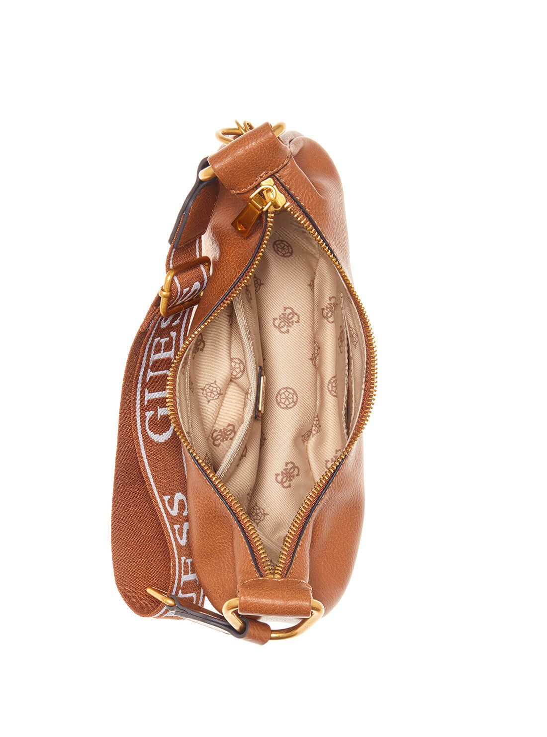 Tan Natalya Mini Hobo Shoulder Bag | GUESS Women's Handbags | inside view