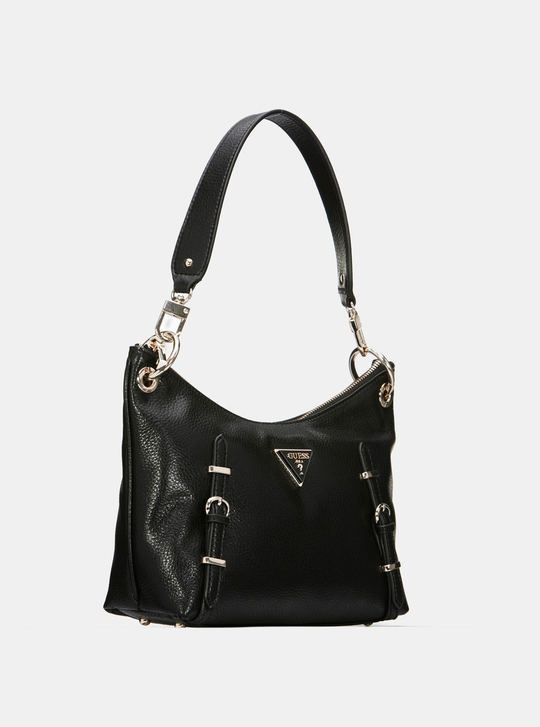 GUESS Black Levia Top Zip Shoulder Bag side view