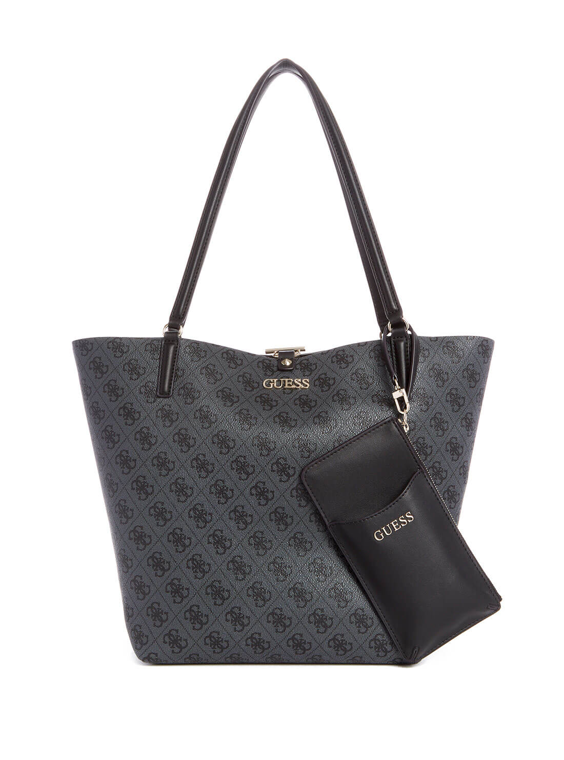 Black Logo Alby Tote Bag | GUESS Women's Handbags | front view