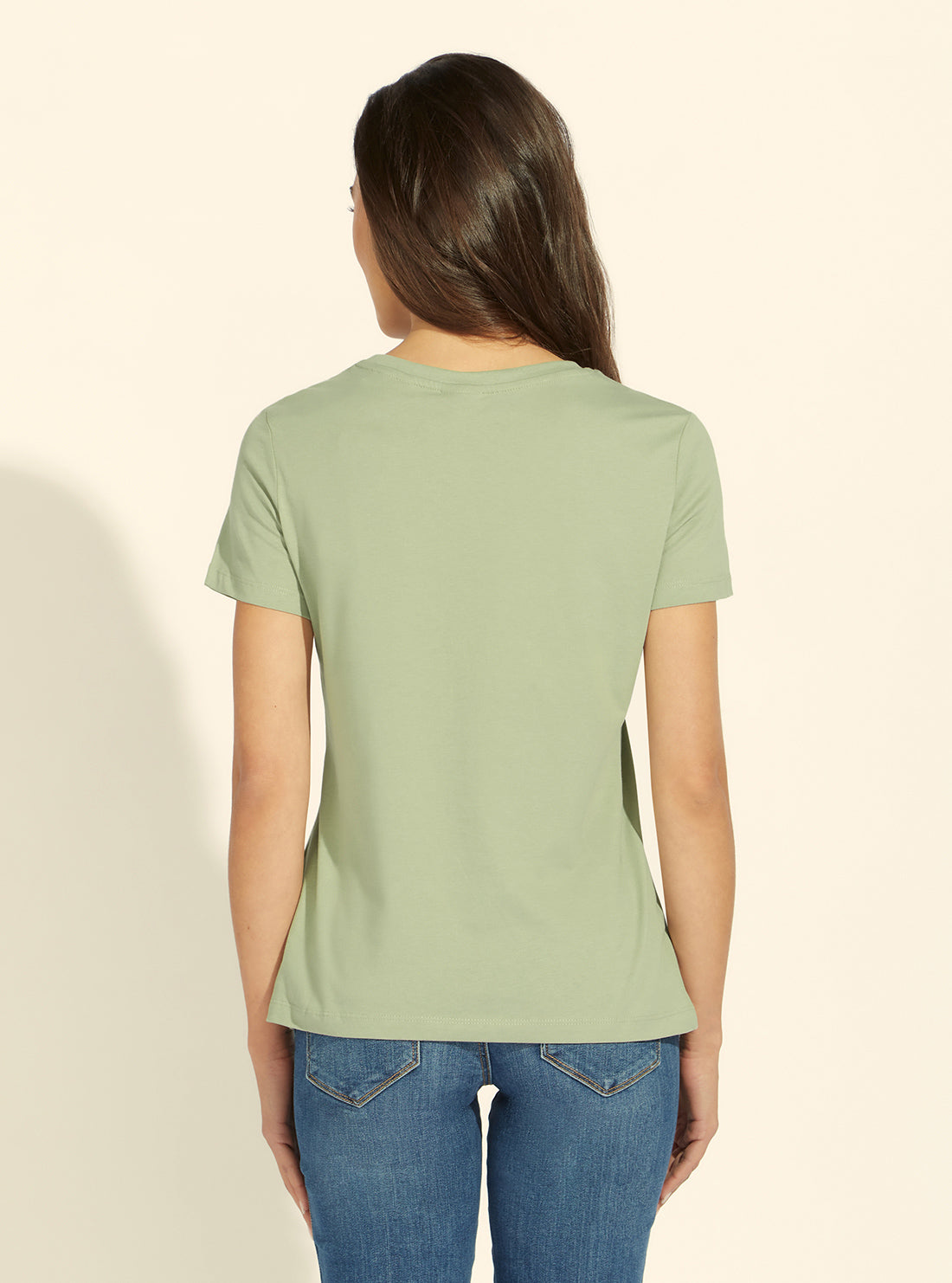 guess womens Eco Green Adele Triangle Logo T-Shirt back view
