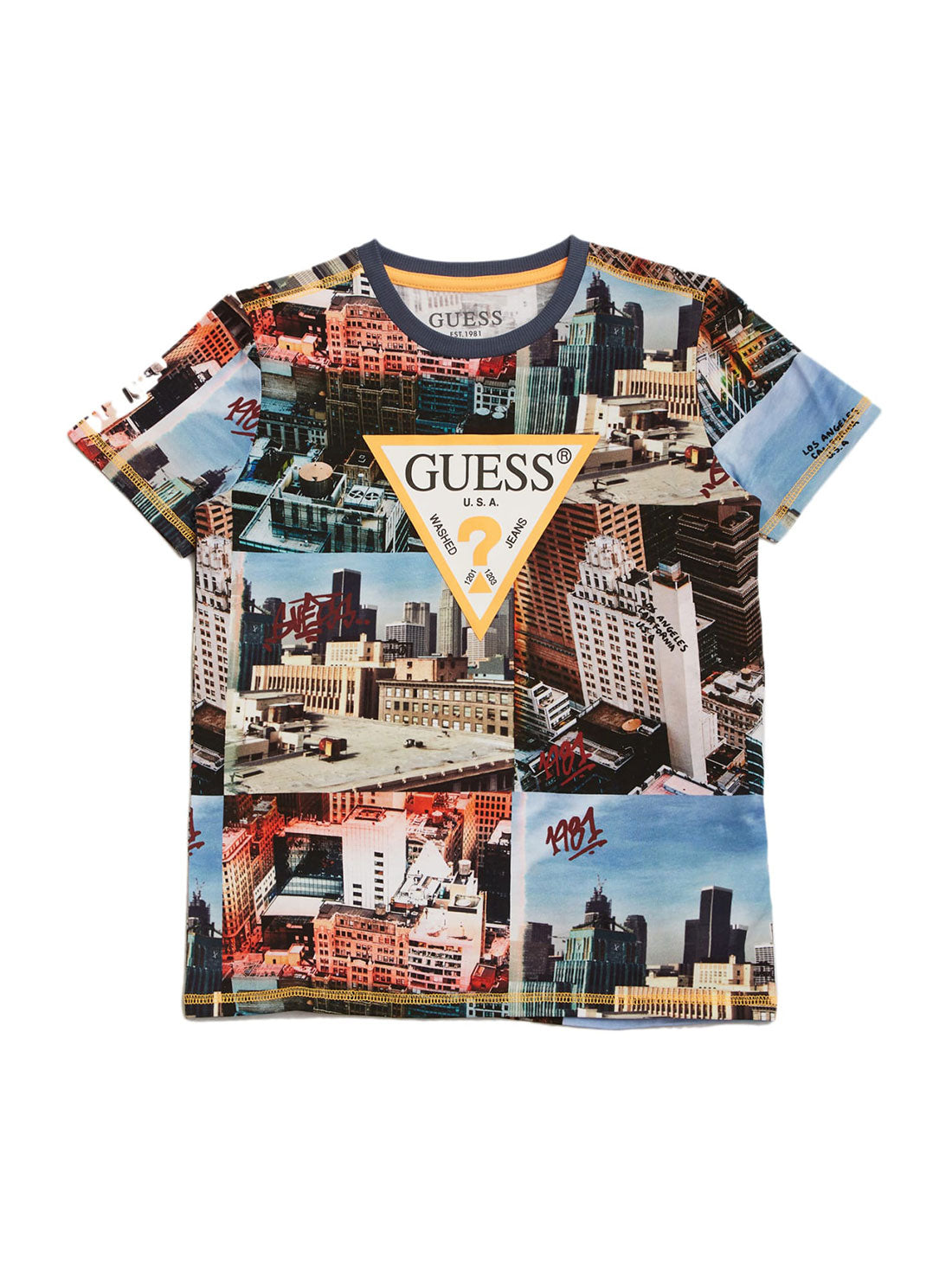 GUESS Kids Big Boy City Scene Graphic Logo T-Shirt (7-16) L2GI02K8HM3 Front View