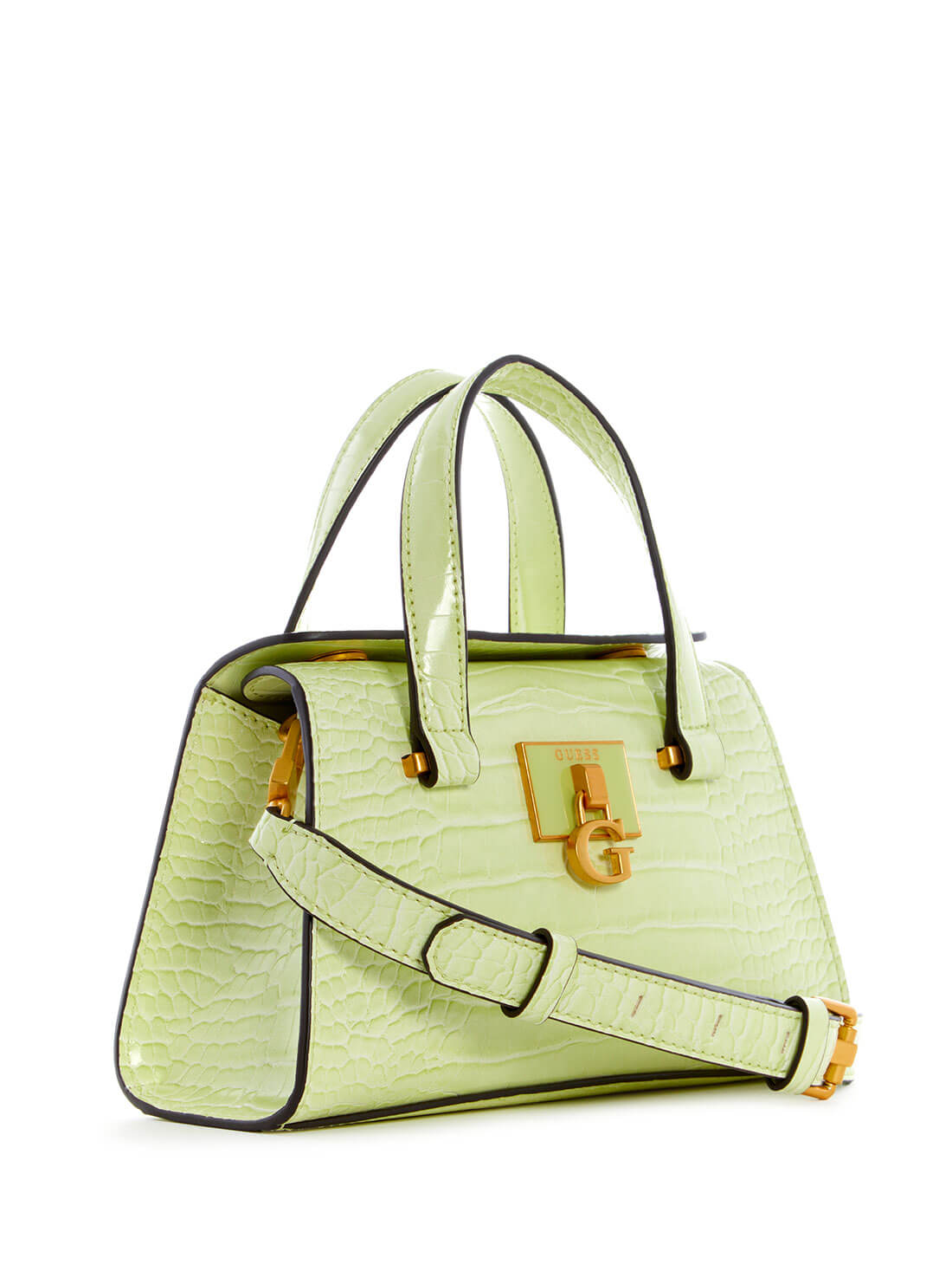 GUESS Womens  Green Croc Stephi Mini Satchel CA787576 Front Side View