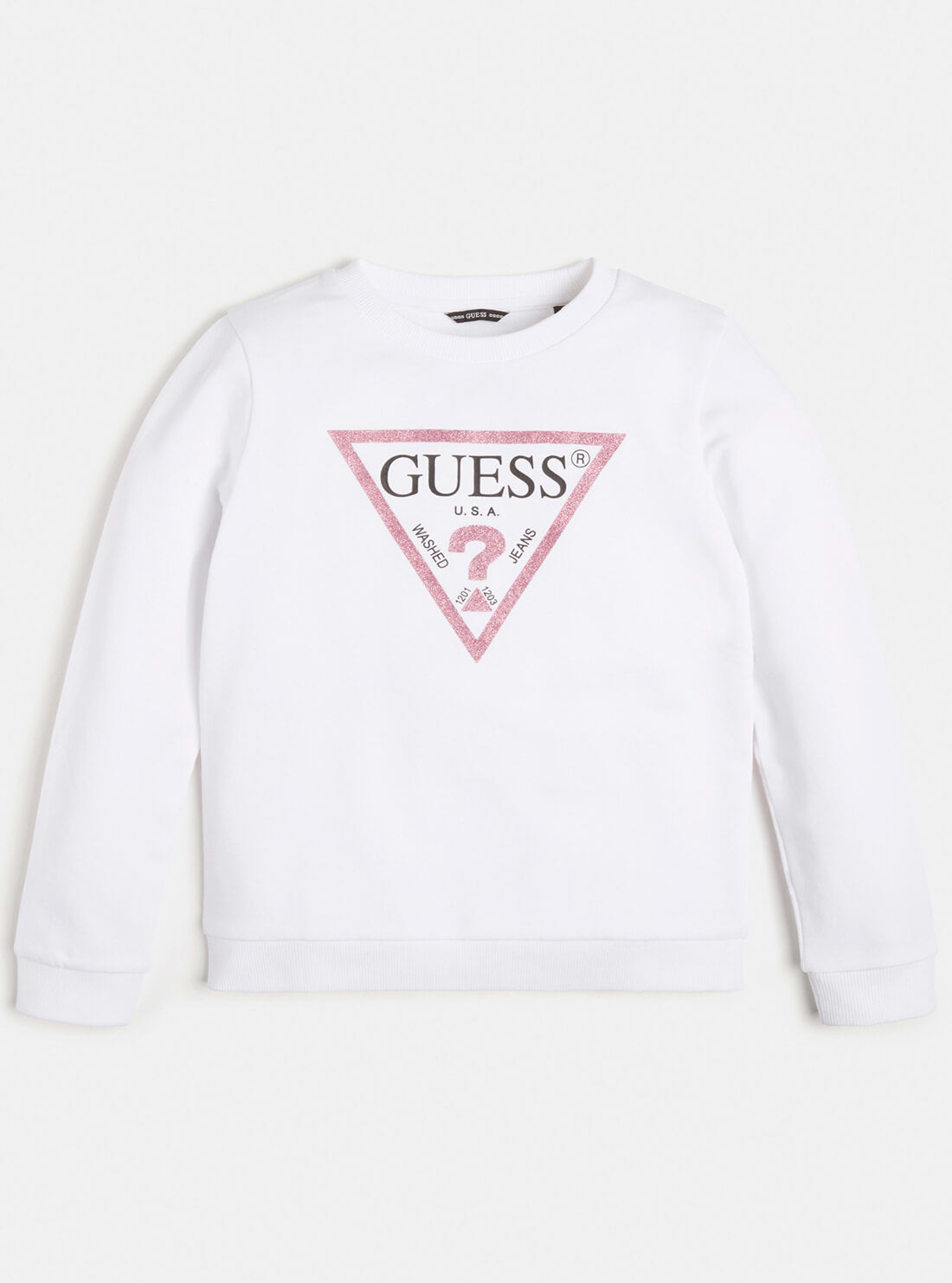 GUESS Big Girls White Active Logo Sweatshirt (7-16) J74Q10K5WK0 Front View