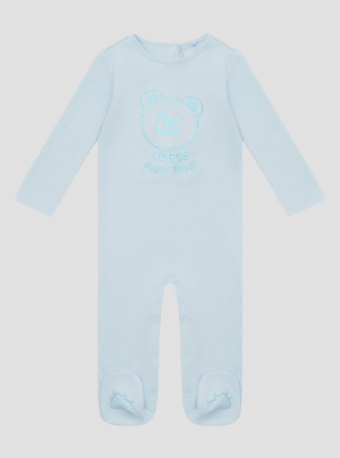 GUESS Baby Boy Blue Baby Bear Overall Onesie (0-12m) H2YW00KA6W3 Front View