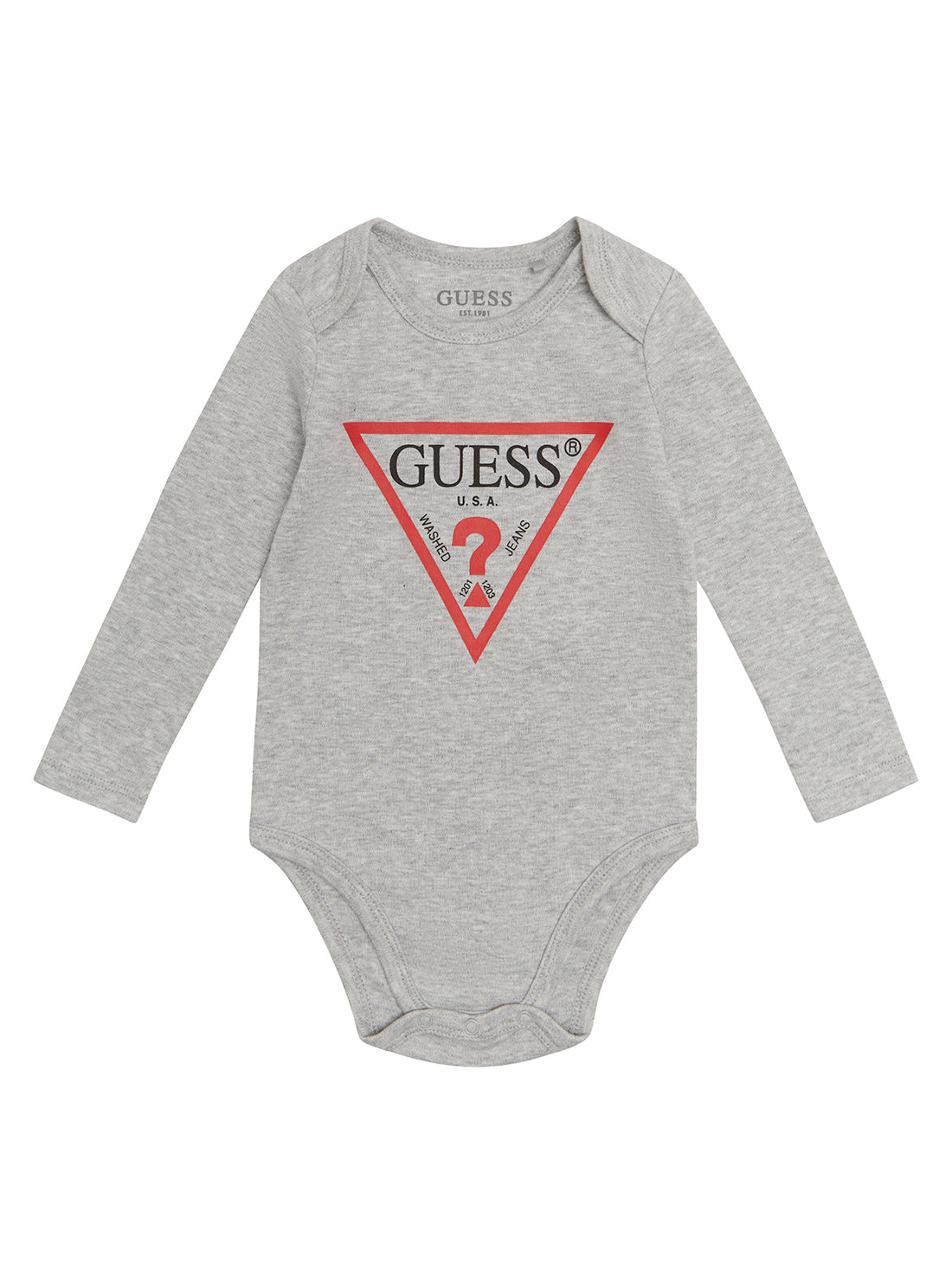 GUESS Baby Boy Grey Logo Bodysuit Top (0-12m) H2YW09K8ML0 Front View