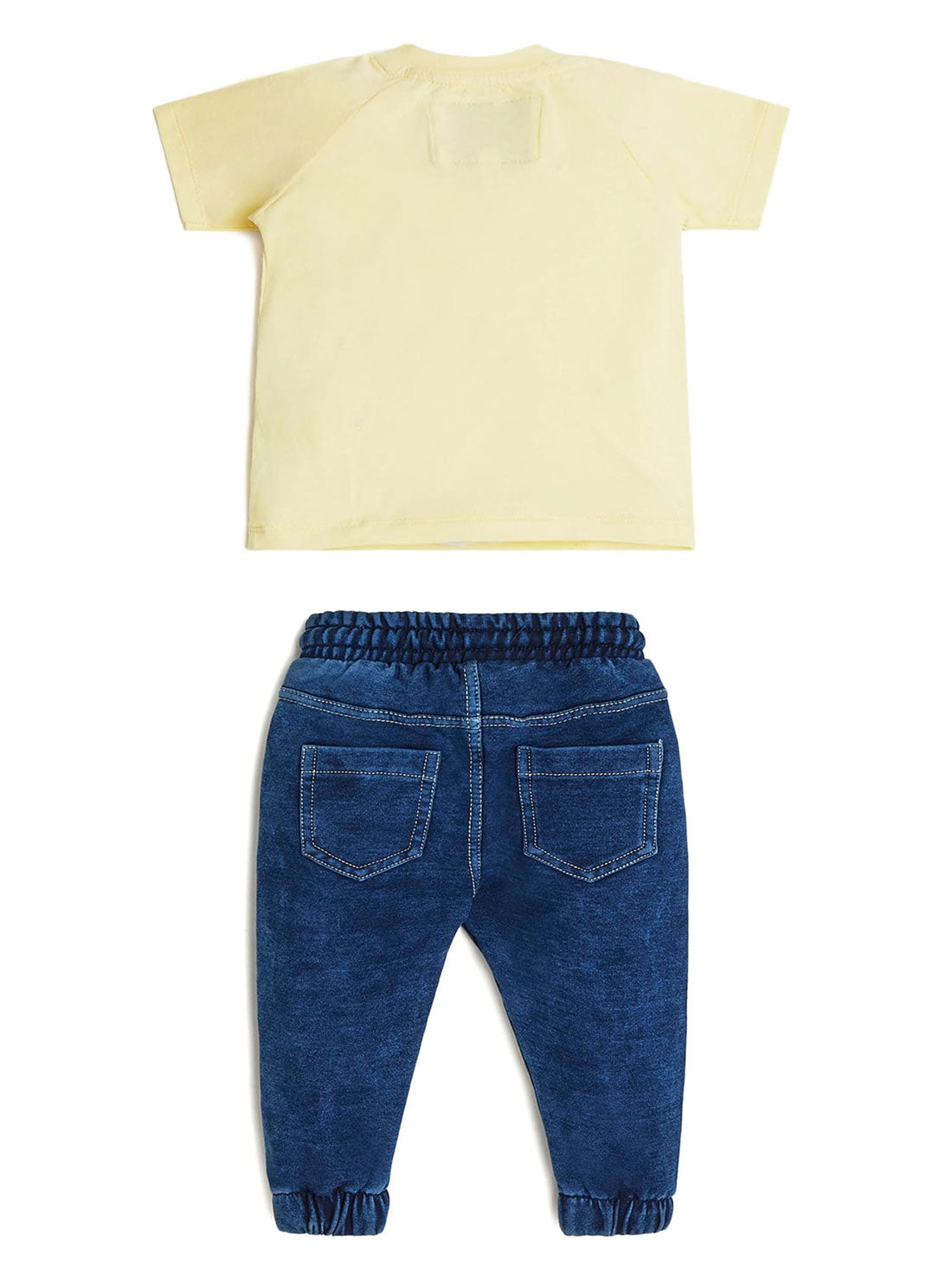 GUESS Baby Boy Yellow Bear Logo T-Shirt And Pants 2-Piece Set (0-12m) I2YG02K6YW1 Back View