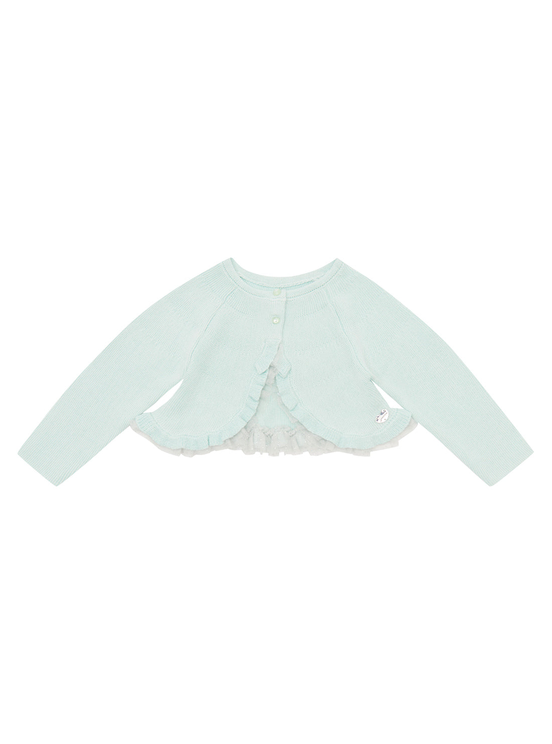 GUESS Baby Girl Bebe Blue Knit Cardigan (0-12m) A3RR00Z34G0 Front View