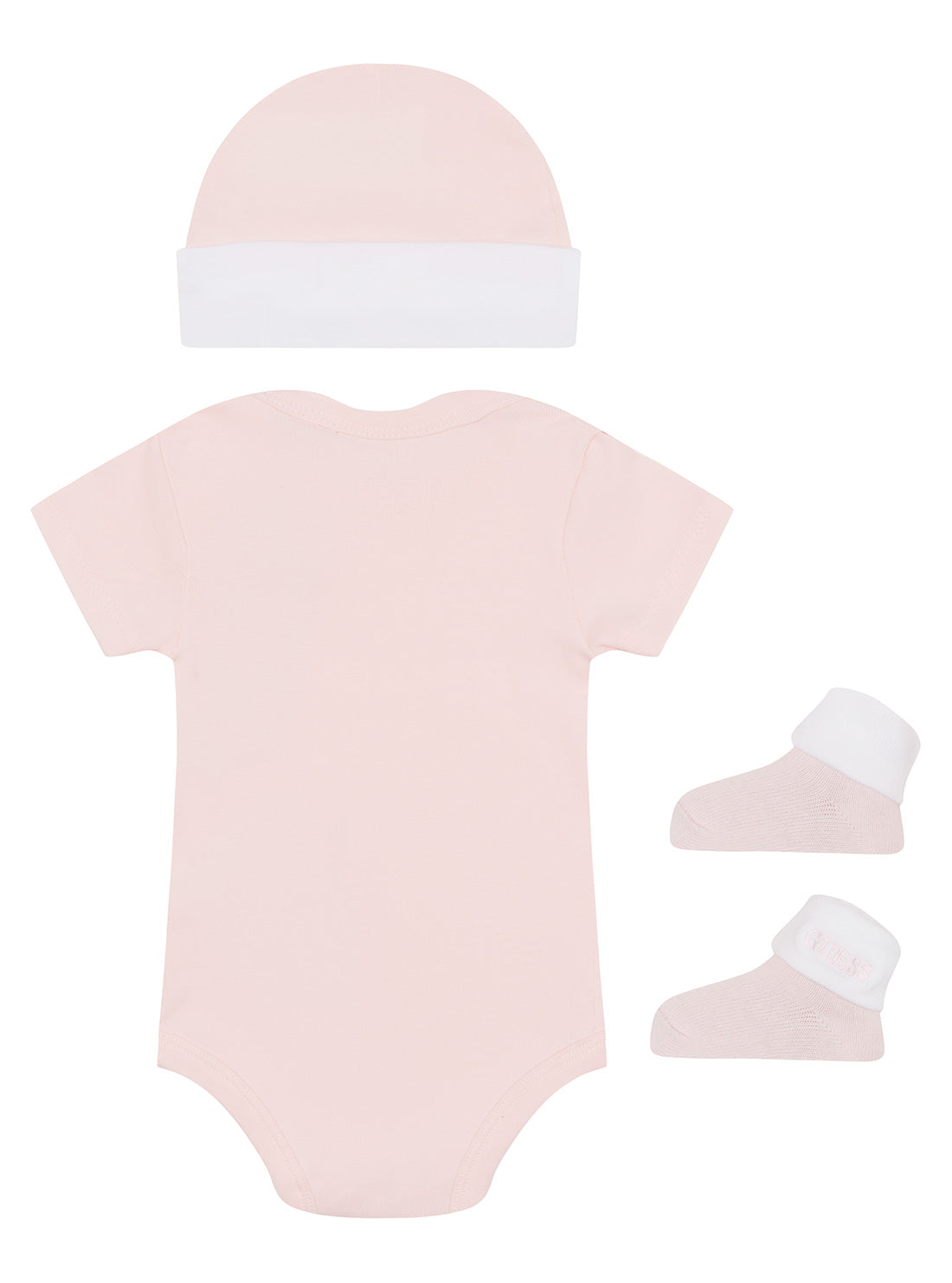 Light Pink Logo Bodysuit Hat And Socks 3-Piece Set (3-12m)