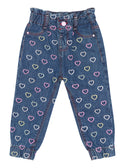 GUESS Baby Girl Multicolour Heart Embroidered Denim Pants (6-24m) A2YA00D4QP0 Front View