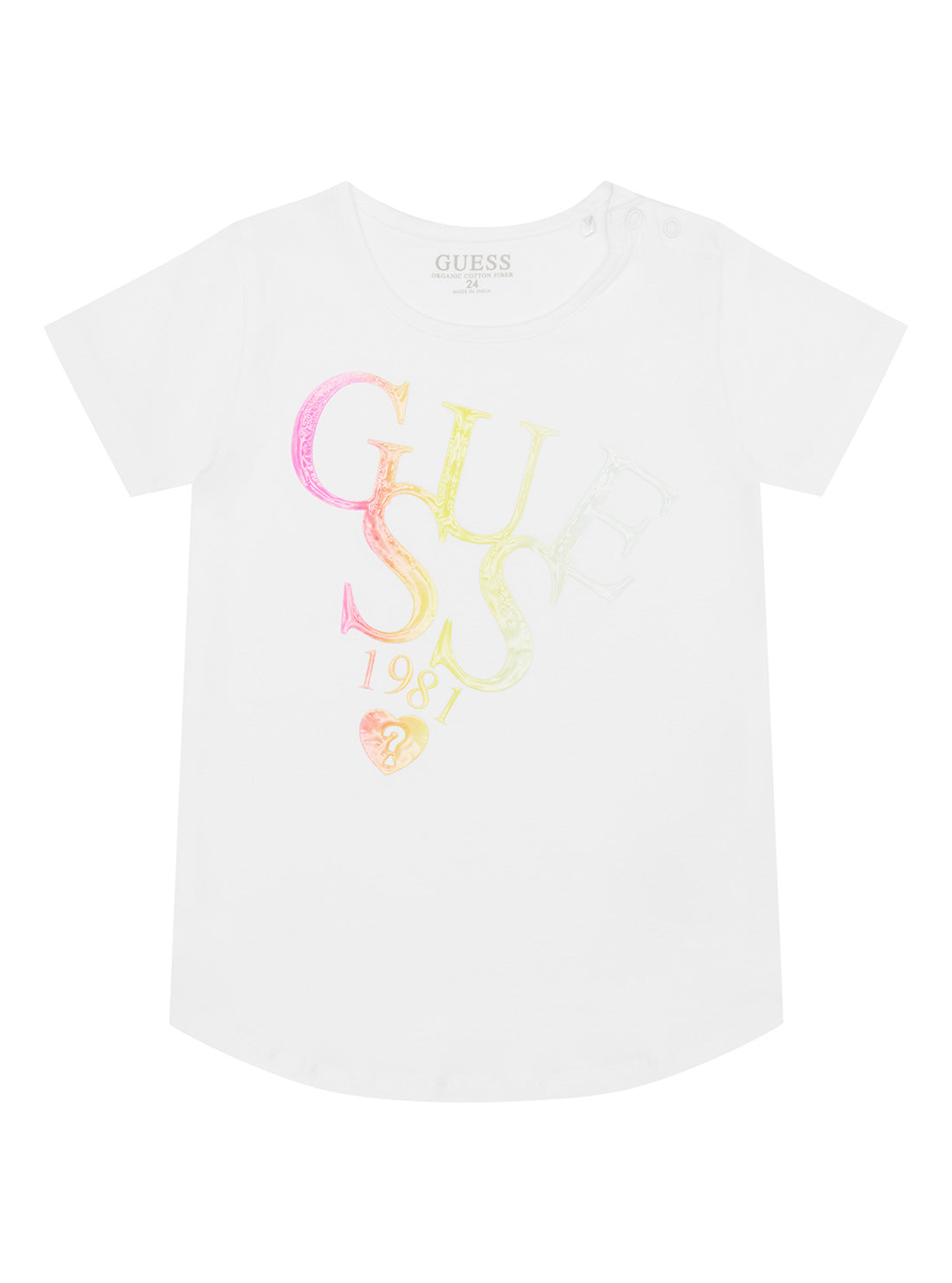 GUESS Baby Girl White Ombre Logo T-Shirt (6-24m) A2GI05K6YW1 Front View