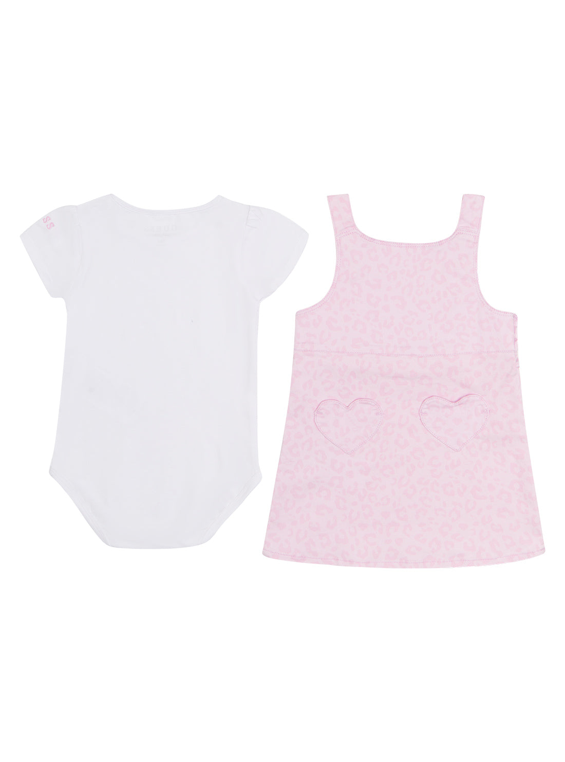 GUESS Baby Girl White Pink Denim Dress And Bodysuit 2-Piece Set (3-18m) A2YG04K6YW0 Back View