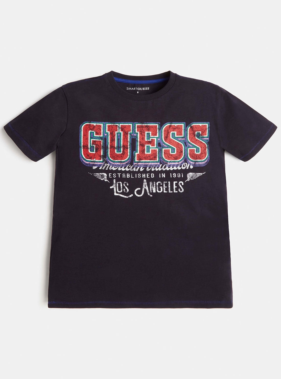 GUESS Kids Big Boy Deep Blue American Tradition Logo T-Shirt (7-16) L2RI11K8HM0 Front View