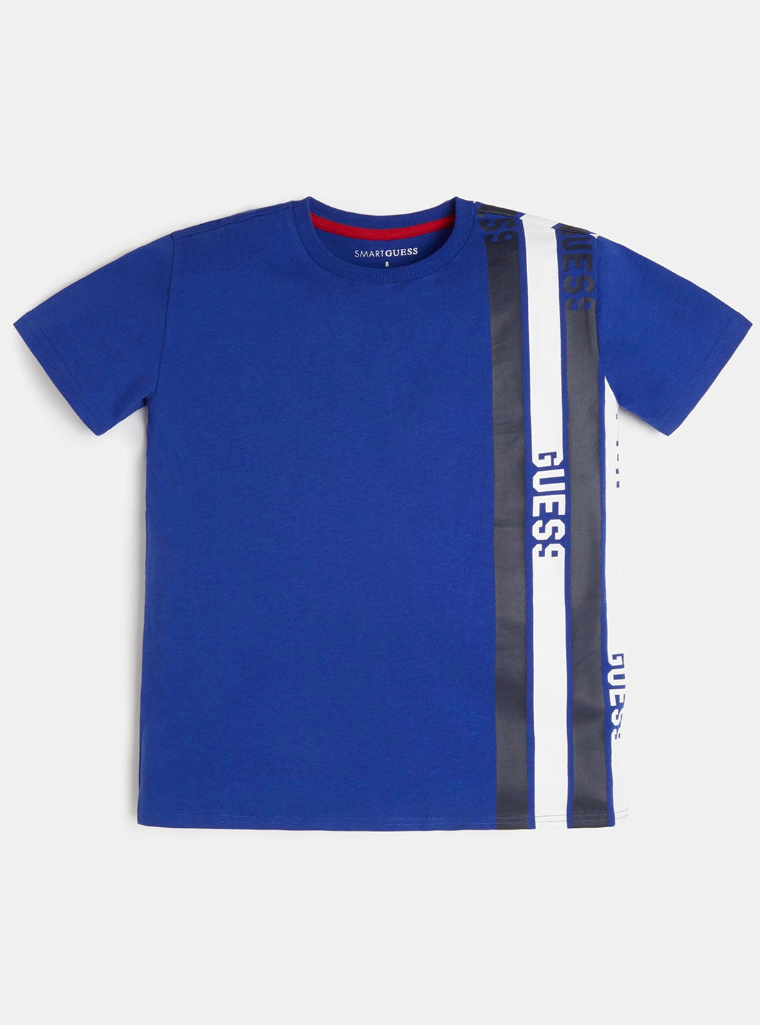 GUESS Big Boys Blue Multi Striped Logo T-Shirt (7-16) L2RI31K8HM0 Front View