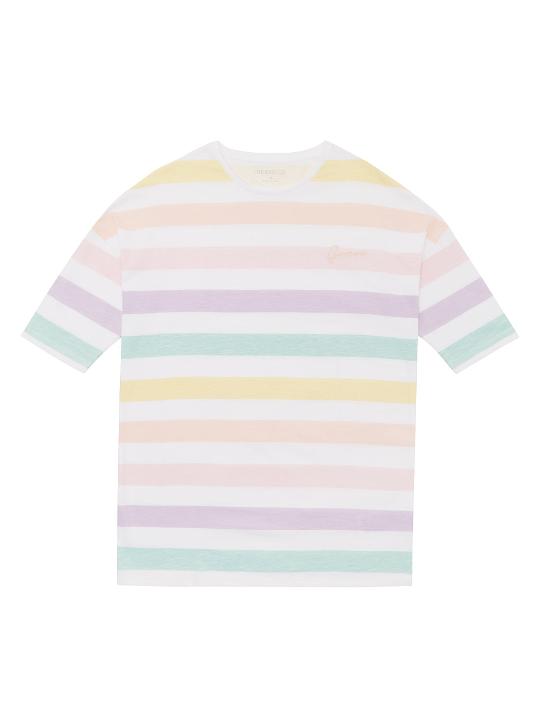 GUESS Big Girl Pastel Stripe Pink Pearl T-Shirt (7-16) J2YI33K6XN1 Front View