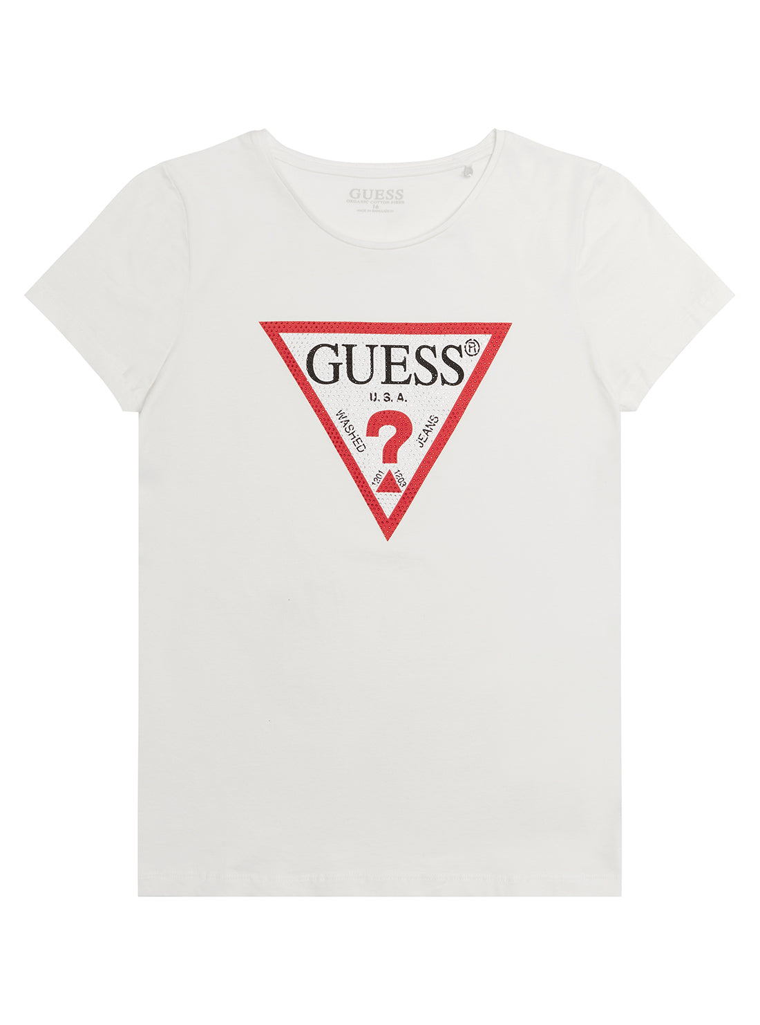 GUESS Big Girl Salt White Logo T-Shirt (4-16) J2YI51K6YW1 Front View