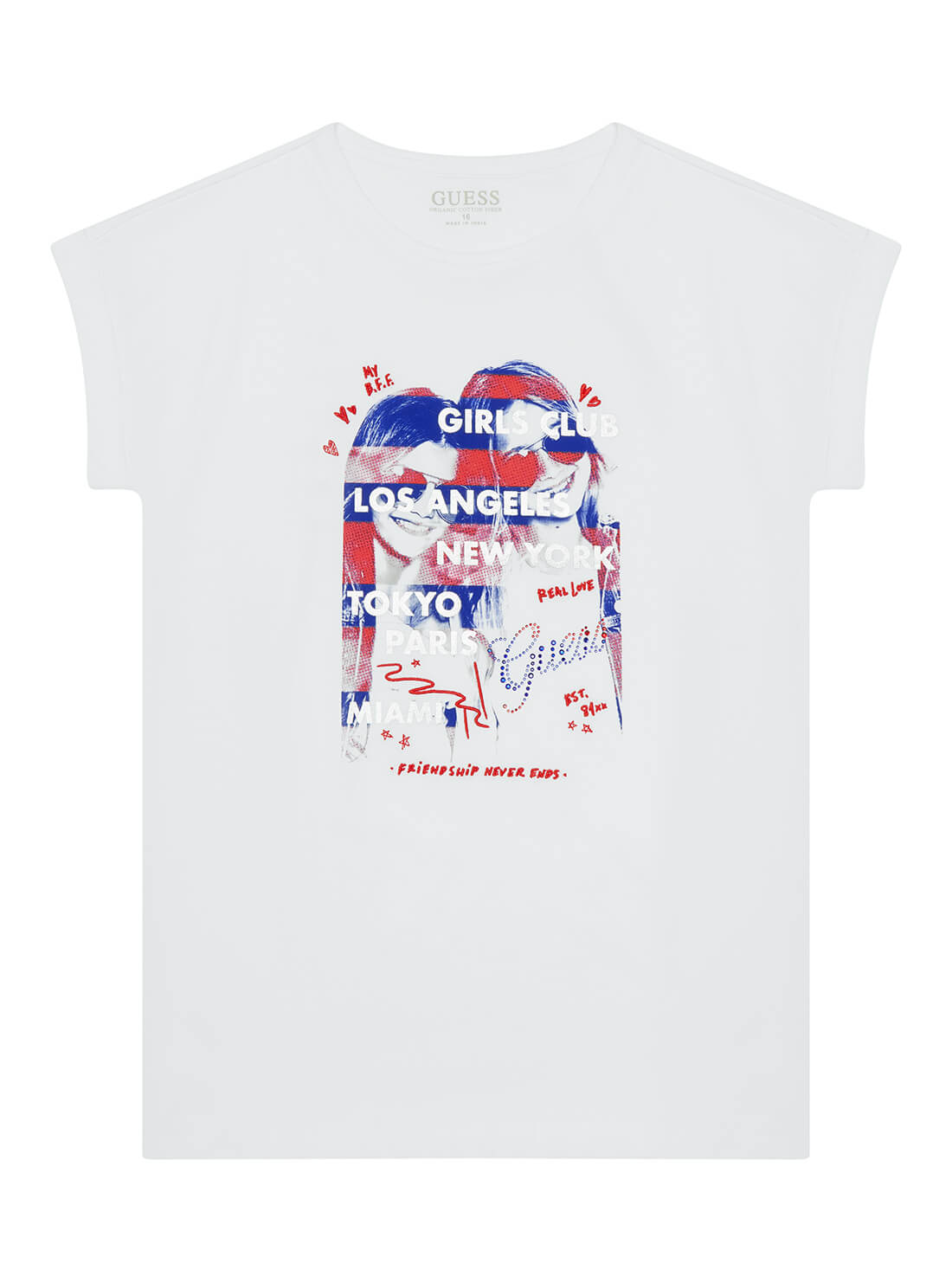 GUESS Big Girls White Girls Club Logo T-Shirt (7-16) J2RI14K8HM0 Front View