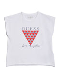 GUESS Big Girls White Midi Logo T-Shirt (7-16) J2RI18K6YW1 Front View