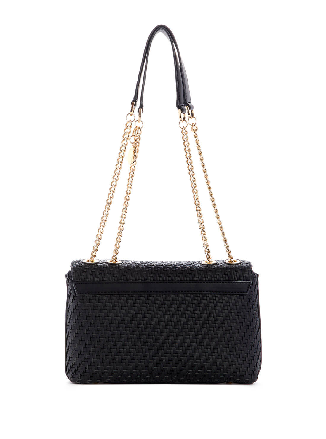 GUESS Womens Black Woven Hassie Convertible Crossbody VG839721 Back View