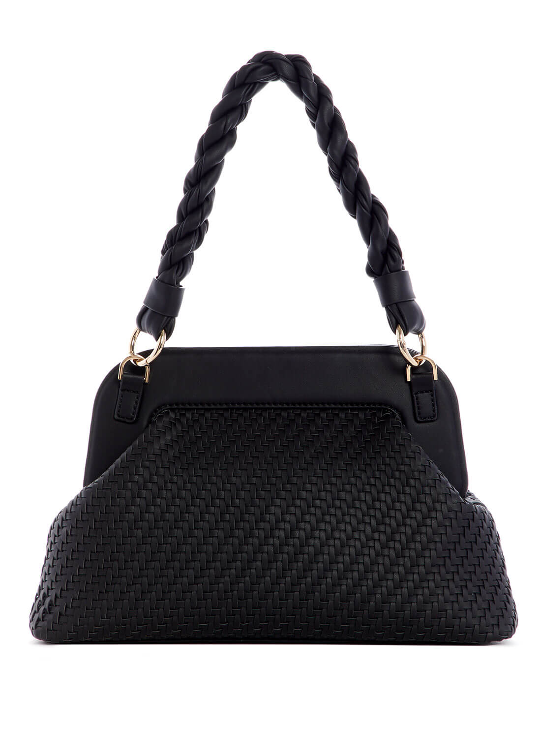 GUESS Women's Black Woven Hassie Frame Crossbody Bag VG839717 Back View
