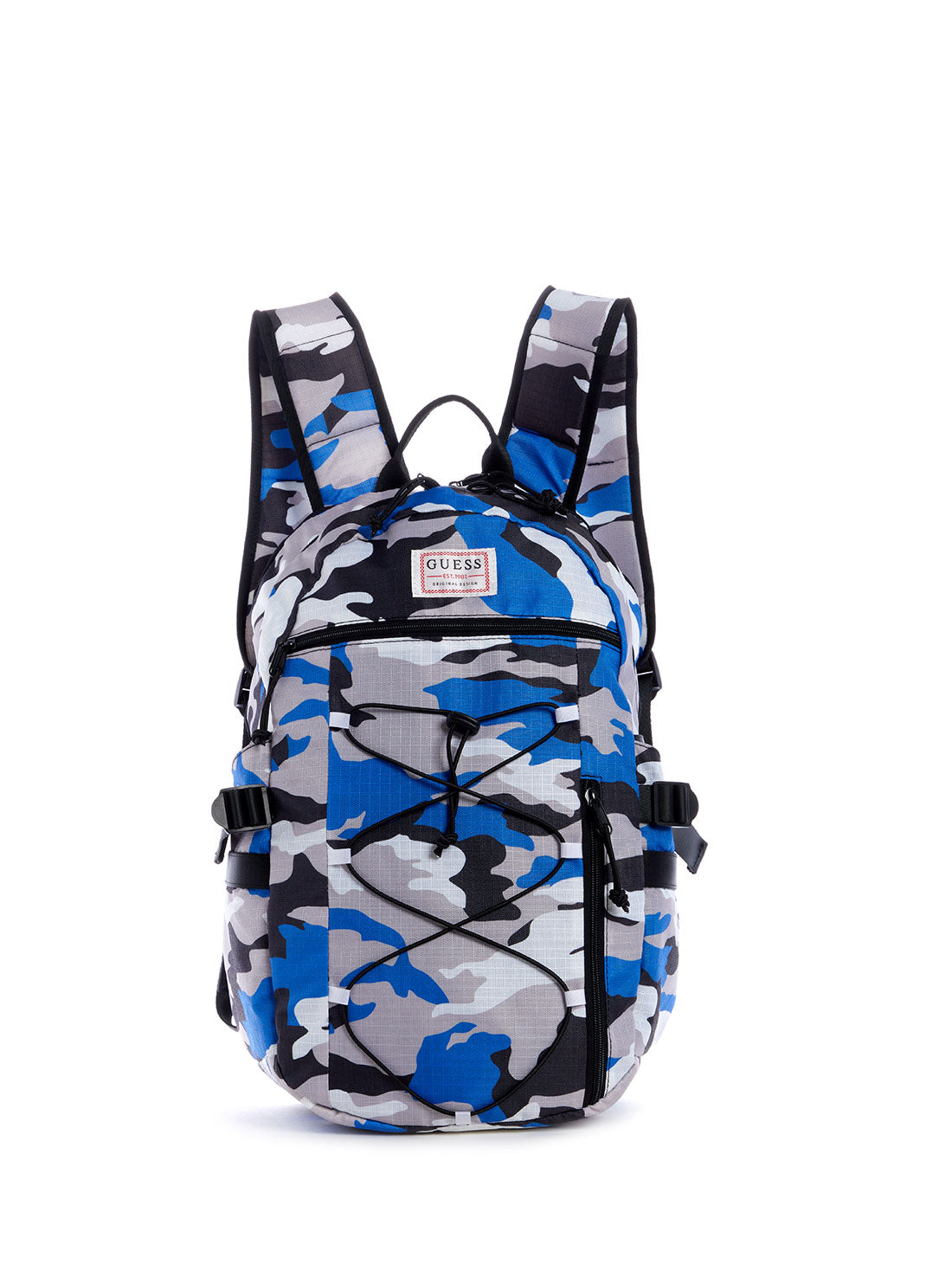 GUESS Mens Blue Camo Expedition Backpack PO835798 Front View