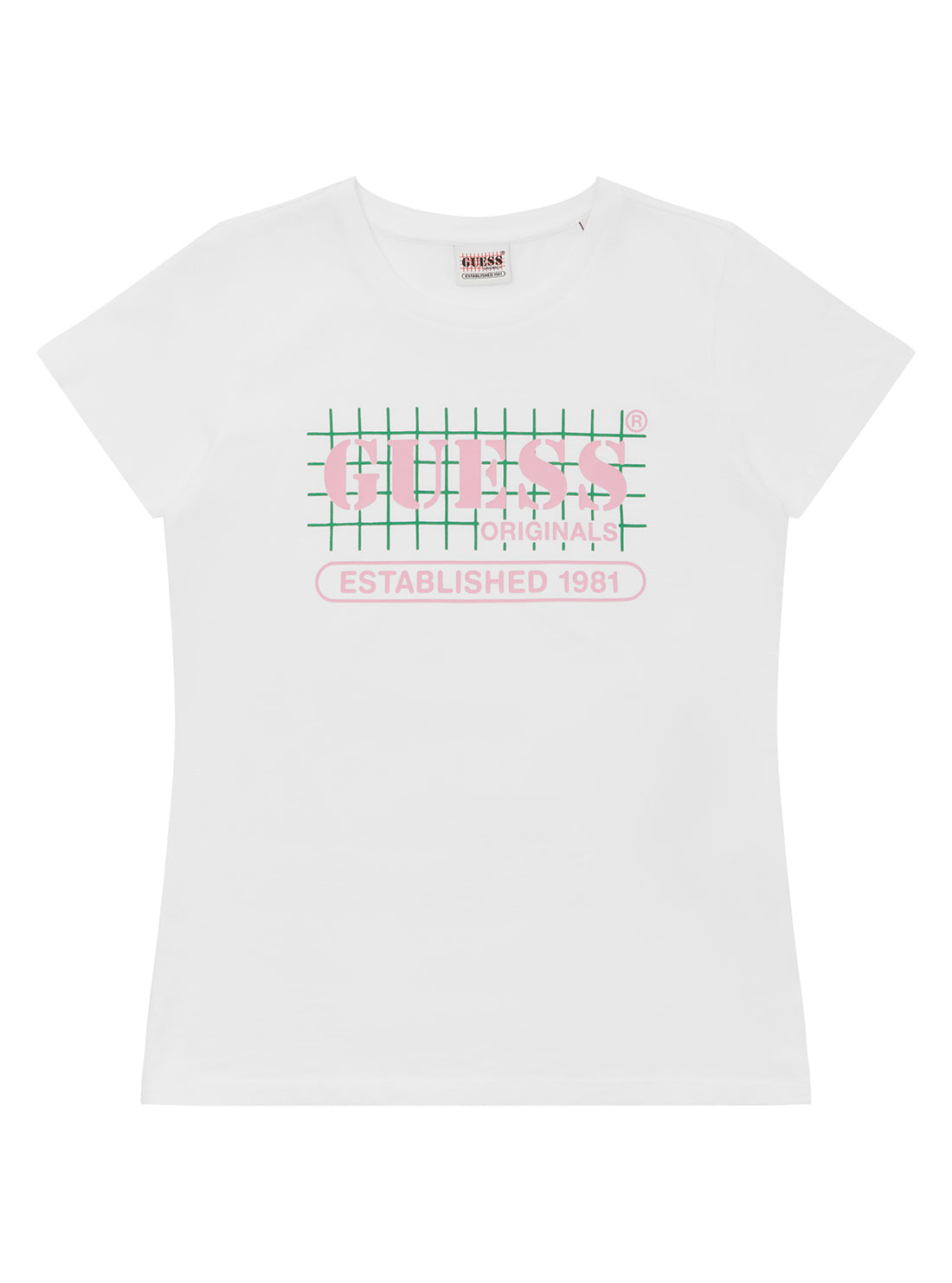 GUESS Boy White Grid Logo T-Shirt (4-14) L2YI53K9Y40 Front View