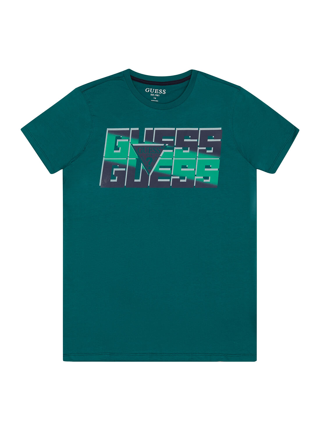 GUESS Big Boy Green Graphic Double Logo T-Shirt (7-16) L1BI14I3Z11 Front View