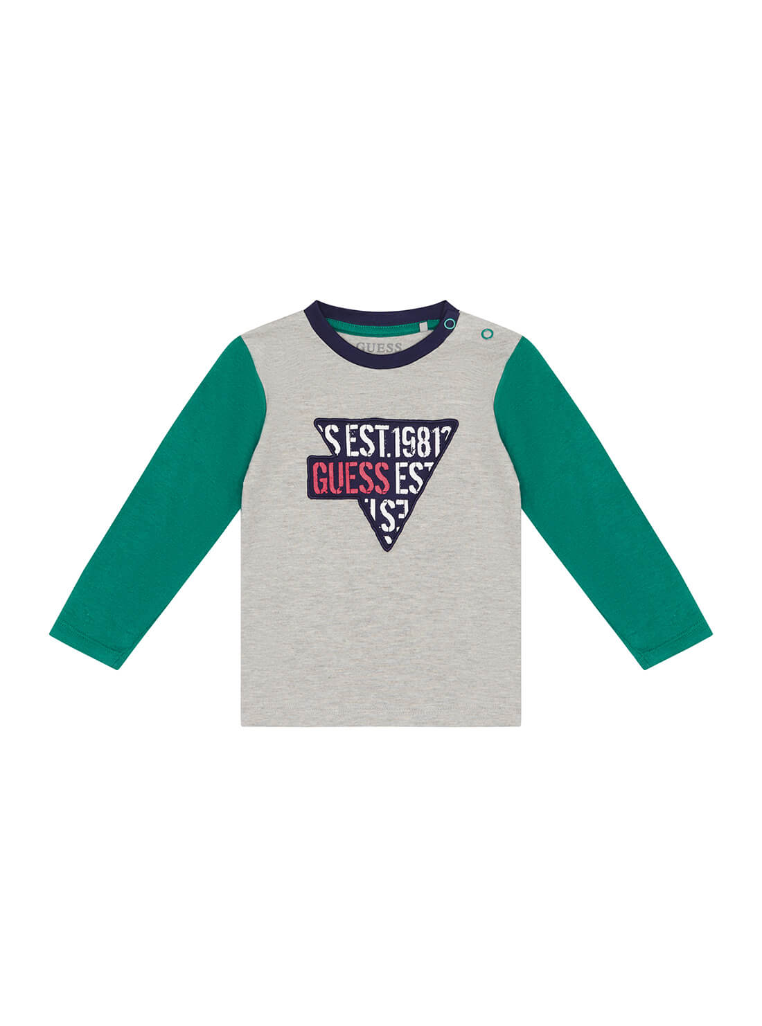 GUESS Kids Boys Grey Combo Green Logo T-Shirt (3-18m) I1BI01KAV20 Front View