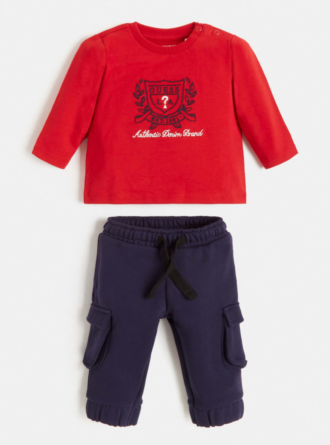 GUESS Baby Boy Tulip Red T-Shirt and Pants 2-piece Set (3-18m) I1BG13I3Z11 Front View