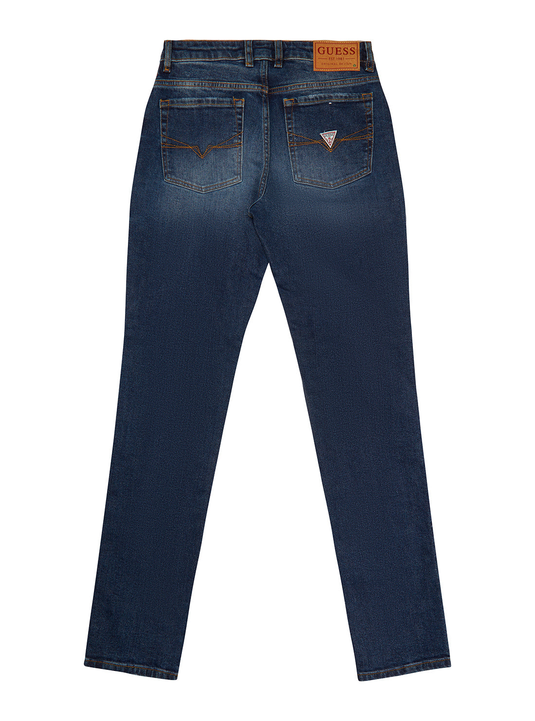 GUESS Kids Big Boy Eco Dark Blue Westland Wash Slim Denim Jeans (7-16) L1BA14D46X5 Back View