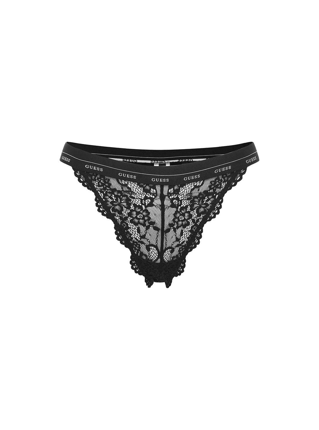 GUESS Womens  Black Brazilian Lace Brief O0BE02PZ01C Ghost Front View