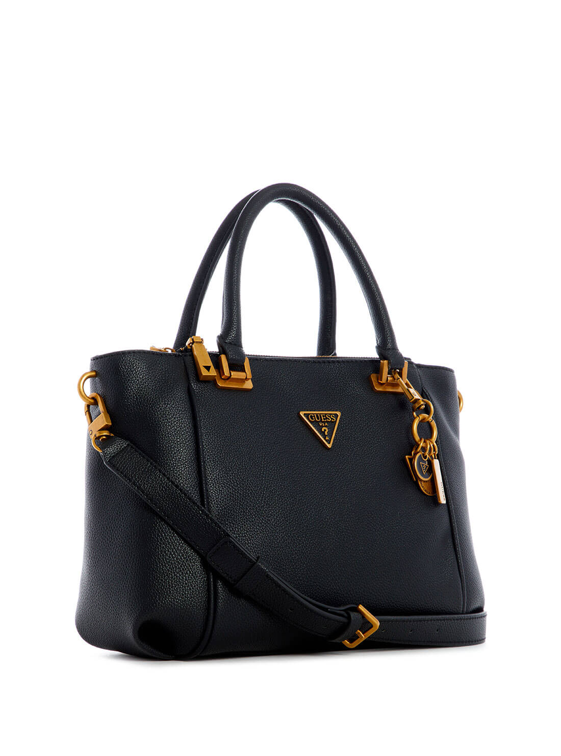 GUESS Womens  Black Destiny Status Satchel VB787806 Front Side View