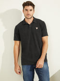 GUESS Mens Black Eli Jersey Washed Polo T-Shirt M0YP68R9Y10 Front View
