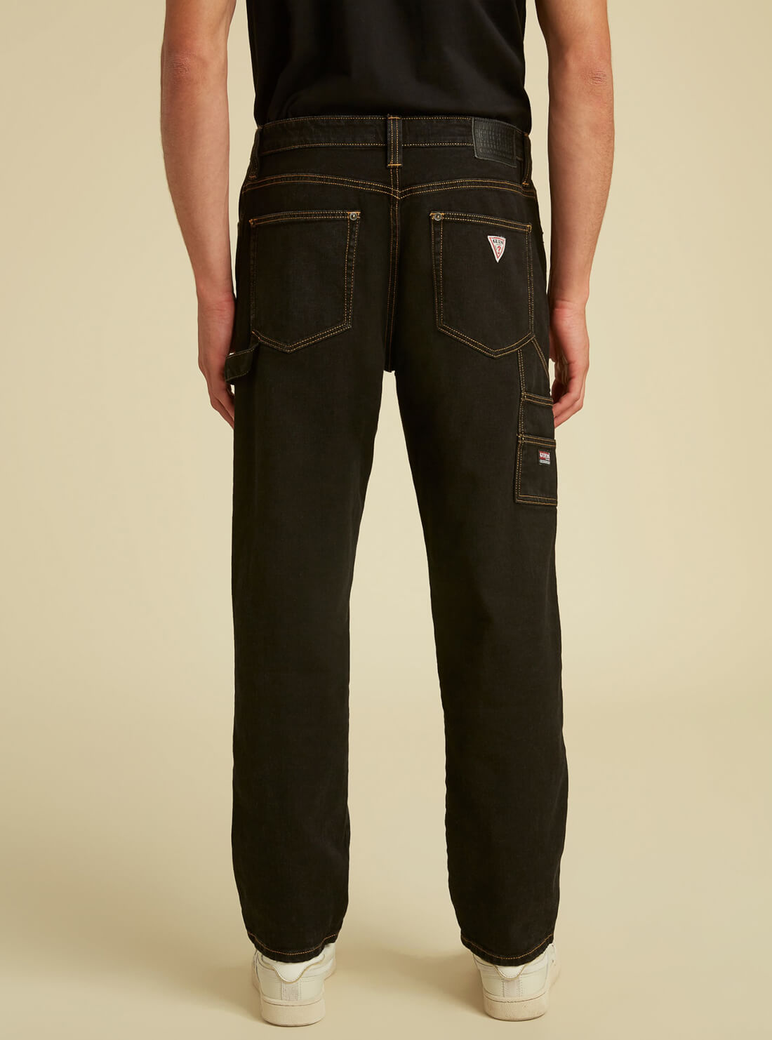 GUESS Mens GUESS Originals Straight Fit Carpenter Denim Jeans in Vintage Black Wash M1GA06R4AS0 Back View