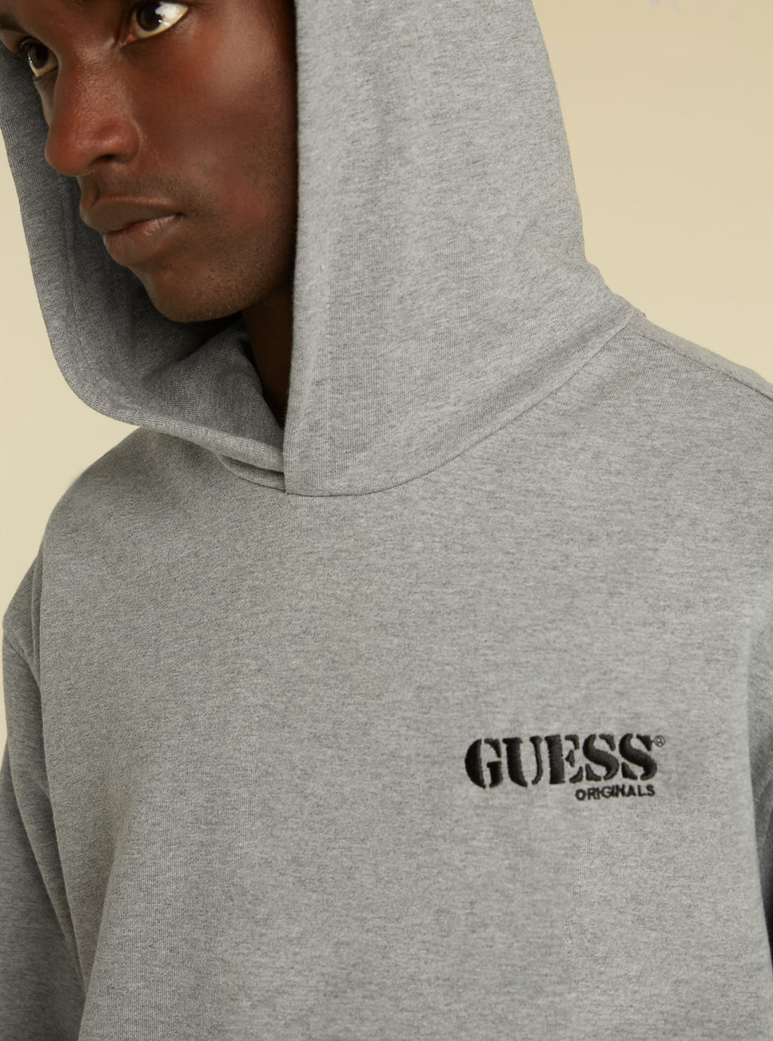 GUESS Mens GUESS Originals Grey Kit Hoodie MBYQ00RA1B3 Detail View