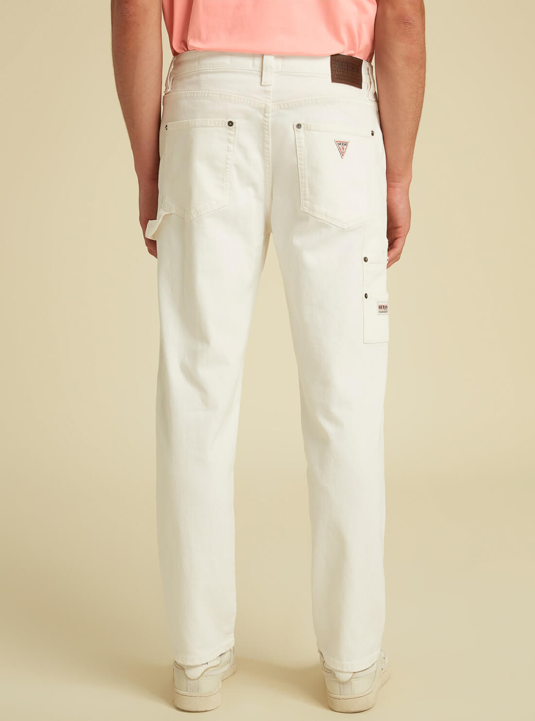 GUESS Mens GUESS Originals Slim Fit Carpenter Denim Jeans In White Wash  M1GA09R4DE0 Back View