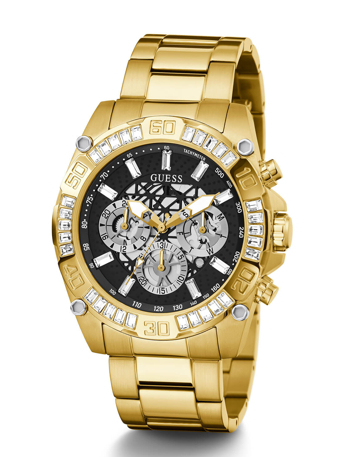 GUESS Mens Gold Trophy Watch GW0390G2 Front Angle View