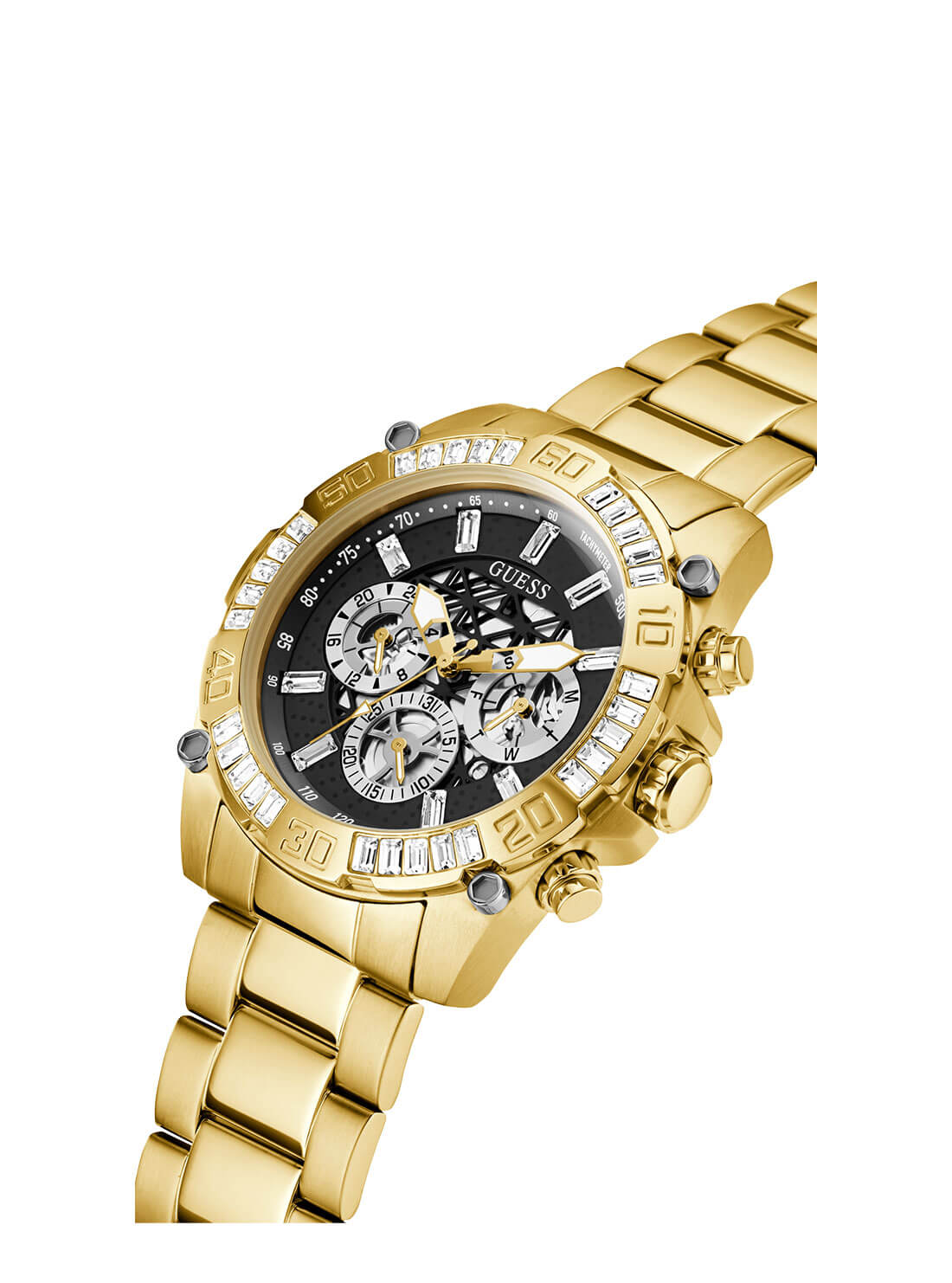 GUESS Mens Gold Trophy Watch GW0390G2 Side Angle View