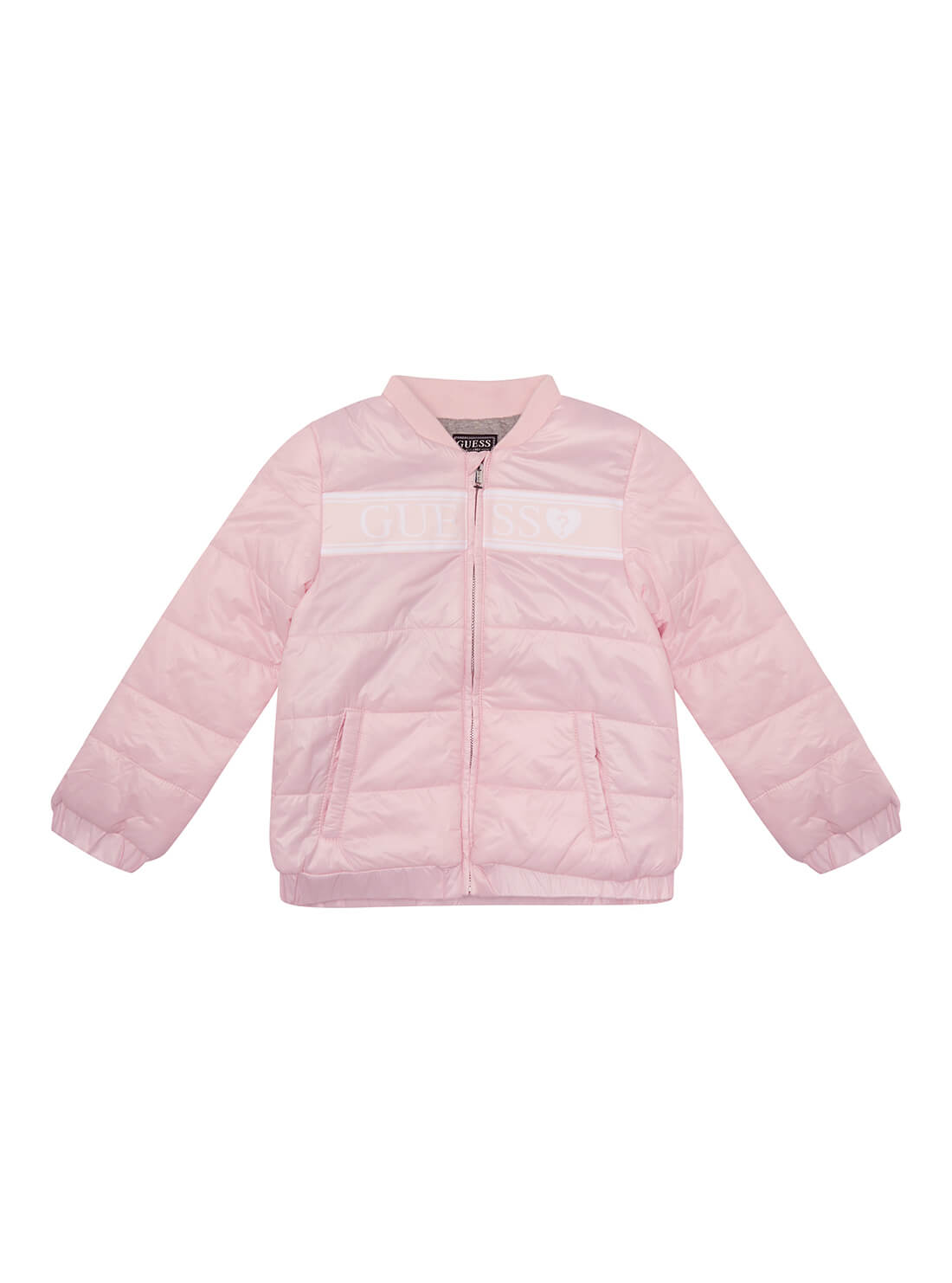 GUESS Kids Ballet Pink Bomber Jacket (2-7) Front View