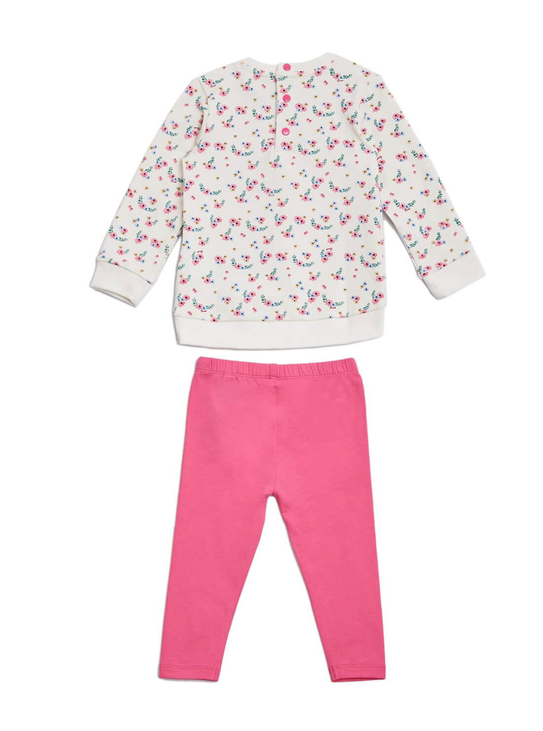 GUESS Baby Girl White Multi Flowers T-Shirt And Leggings 2-Piece Set (3-18m) A2RG01KA6V0 Back View